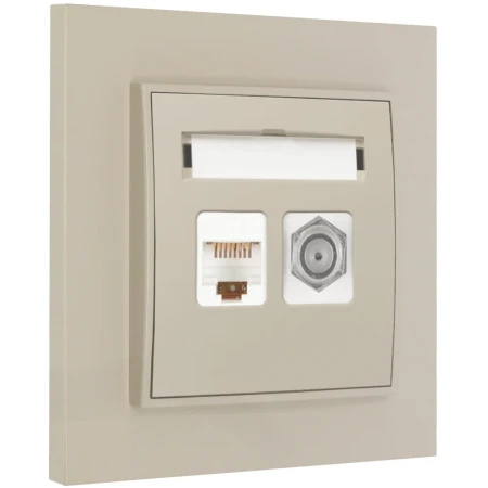 Gniazdo rj45/antenowe z ramką prostą seria MINI kolor taupe