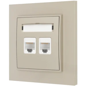 Gniazdo internetowe rj45 2x z ramką prostą seria MINI kolor taupe