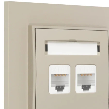 Gniazdo internetowe rj45 2x z ramką prostą seria MINI kolor taupe
