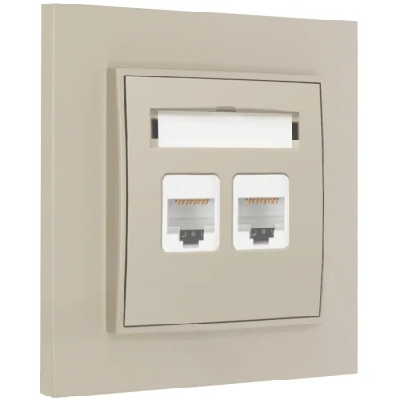 Gniazdo internetowe rj45 2x z ramką prostą seria MINI kolor taupe