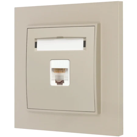 Gniazdo internetowe rj45 1x z ramką prostą seria MINI kolor taupe