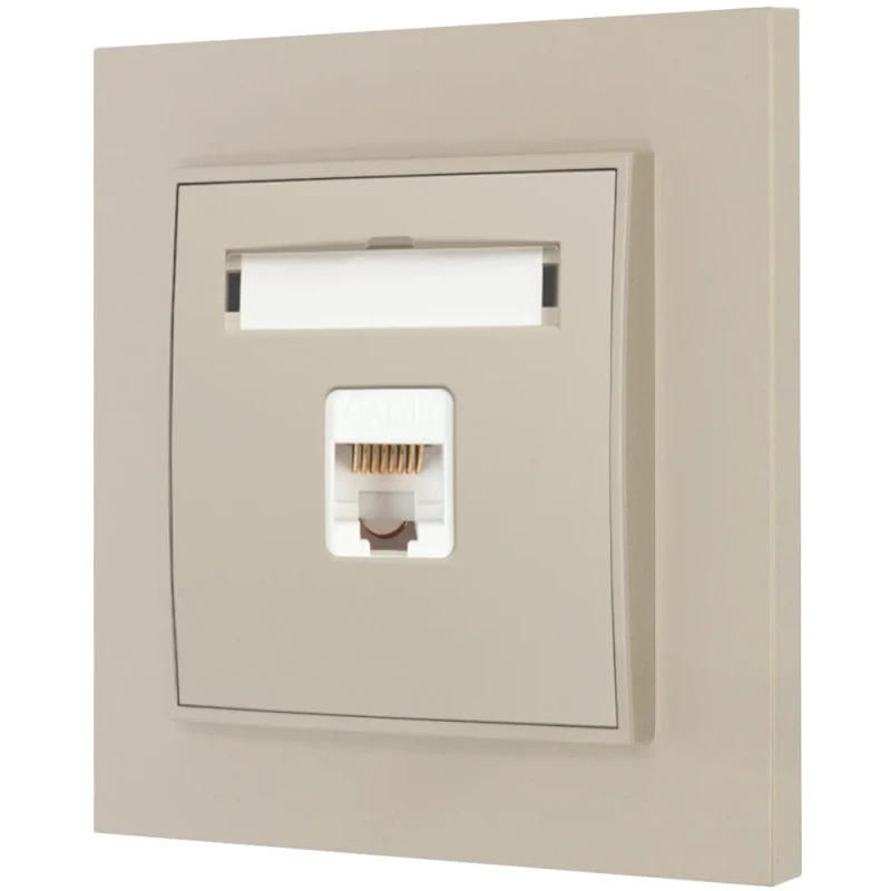 Gniazdo internetowe rj45 1x z ramką prostą seria MINI kolor taupe