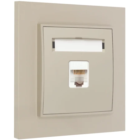 Gniazdo internetowe rj45 1x z ramką prostą seria MINI kolor taupe