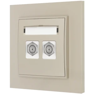 Gniazdo antenowe 2x z ramką prostą seria MINI kolor taupe