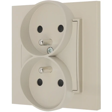 Gniazdo podwójne z ramką prostą seria MINI kolor taupe