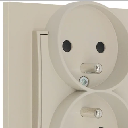 Gniazdo podwójne z ramką prostą seria MINI kolor taupe