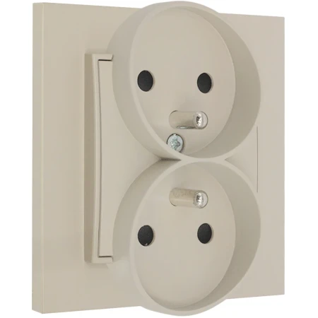 Gniazdo podwójne z ramką prostą seria MINI kolor taupe