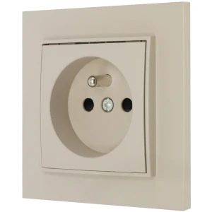 Gniazdo pojedyncze z ramką prostą seria MINI kolor taupe