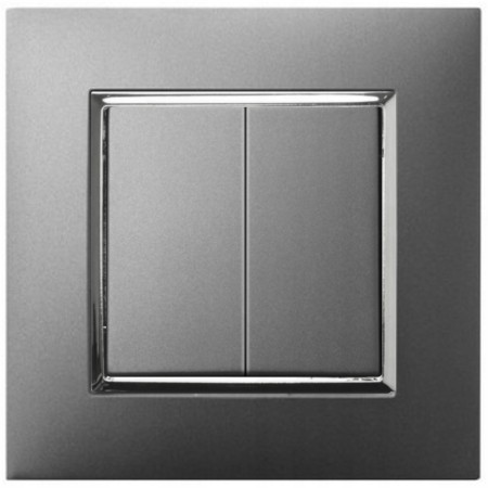 Włącznik Światła Podwójny Schodowy Szary Srebro