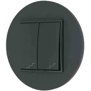 Włącznik schodowy podwójny z ramką okrągłą seria MINI kolor grafitowy mat