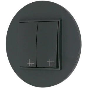 Włącznik krzyżowy podwójny z ramką okrągłą seria MINI kolor grafitowy mat