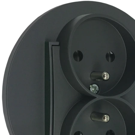 Gniazdo podwójne z ramką okrągłą seria MINI kolor grafitowy mat