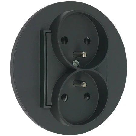 Gniazdo podwójne z ramką okrągłą seria MINI kolor grafitowy mat