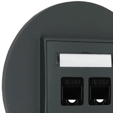 Gniazdo internetowe rj45 2x z ramką okrągłą seria MINI kolor grafitowy mat