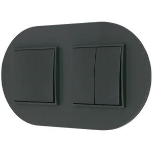 Dwa włączniki pojedynczy i podwójny z ramką okrągłą seria MINI kolor grafitowy mat