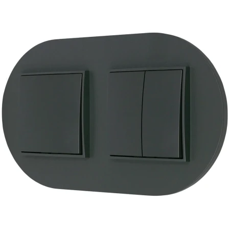 Dwa włączniki pojedynczy i podwójny z ramką okrągłą seria MINI kolor grafitowy mat