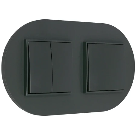 Dwa włączniki pojedynczy i podwójny z ramką okrągłą seria MINI kolor grafitowy mat
