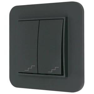 Włącznik schodowy podwójny z ramką zaokrągloną seria MINI kolor grafitowy mat