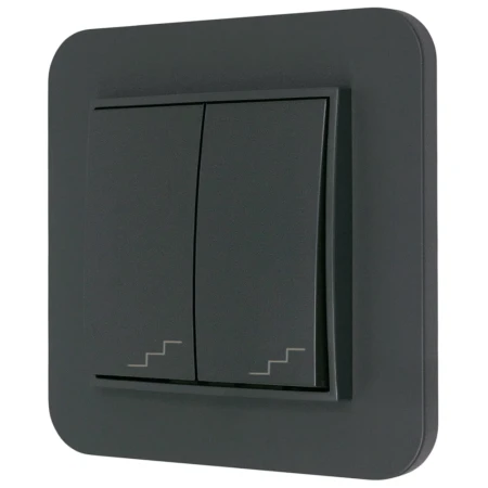 Włącznik schodowy podwójny z ramką zaokrągloną seria MINI kolor grafitowy mat