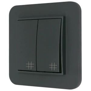 Włącznik krzyżowy podwójny z ramką zaokrągloną seria MINI kolor grafitowy mat