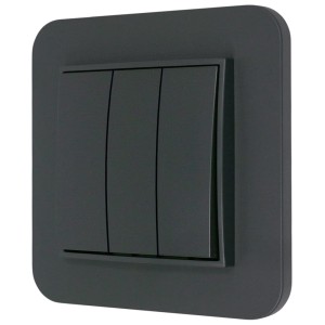Włącznik potrójny z ramką zaokrągloną seria MINI kolor grafitowy mat