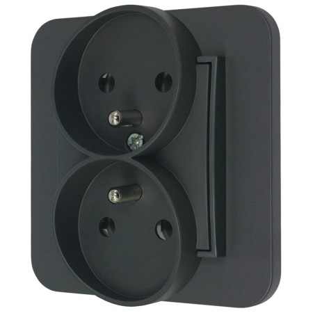 Gniazdo podwójne z ramką zaokrągloną seria MINI kolor grafitowy mat