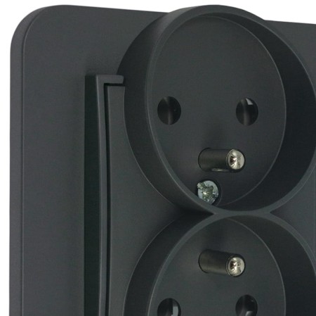 Gniazdo podwójne z ramką zaokrągloną seria MINI kolor grafitowy mat