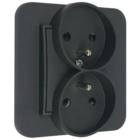 Gniazdo podwójne z ramką zaokrągloną seria MINI kolor grafitowy mat