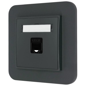 Gniazdo internetowe rj45 1x z ramką zaokrągloną seria MINI kolor grafitowy mat