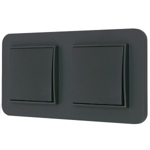 Dwa włączniki pojedyncze z ramką zaokrągloną seria MINI kolor grafitowy mat