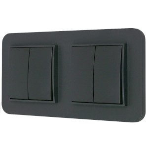 Dwa włączniki podwójne z ramką zaokrągloną seria MINI kolor grafitowy mat