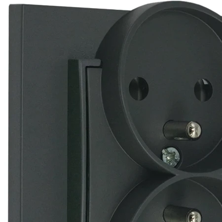 Gniazdo podwójne z ramką prostą seria MINI kolor grafitowy mat