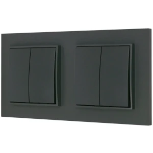 Dwa włączniki podwójne z ramką prostą seria MINI kolor grafitowy mat