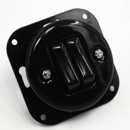 Łącznik podwójny 'Retro ceramic' bez ramki,  10A-250V~, czarny TG-RC-210B