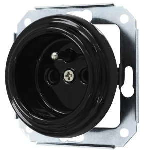 Gniazdo pojedyncze 2P+Z 'Retro ceramic' bez ramki,  16A-250V~, czarne TG-RC-51B