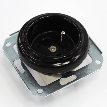 Gniazdo pojedyncze 2P+Z 'Retro ceramic' bez ramki,  16A-250V~, czarne TG-RC-51B