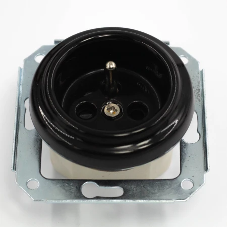 Gniazdo pojedyncze 2P+Z 'Retro ceramic' bez ramki,  16A-250V~, czarne TG-RC-51B