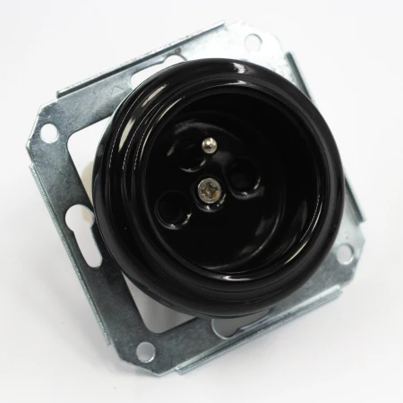 Gniazdo pojedyncze 2P+Z 'Retro ceramic' bez ramki,  16A-250V~, czarne TG-RC-51B