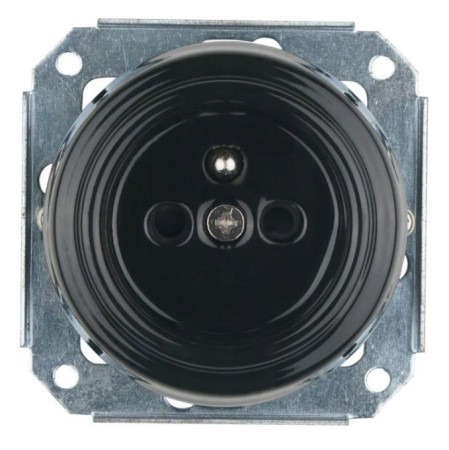 Gniazdo pojedyncze 2P+Z 'Retro ceramic' bez ramki,  16A-250V~, czarne TG-RC-51B