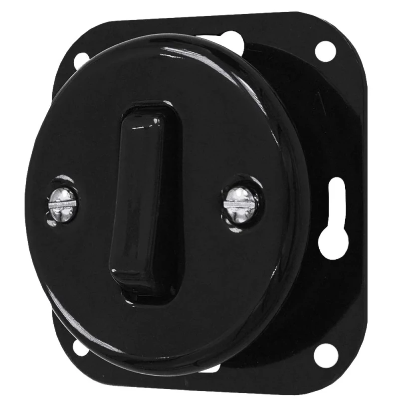 Łącznik schodowy 'Retro ceramic' bez ramki,  10A-250V~, czarny TG-RC-120B