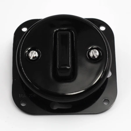 Łącznik schodowy 'Retro ceramic' bez ramki,  10A-250V~, czarny TG-RC-120B