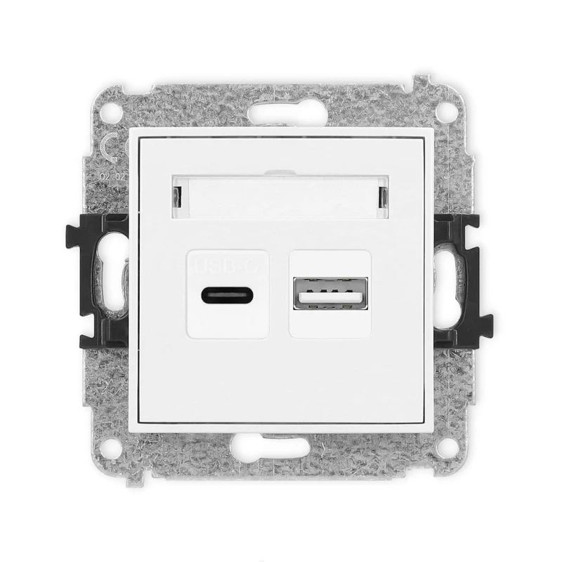 Karlik Mini biały mat Ładowarka USB C + USB A bez ramki 25MCUSB-8