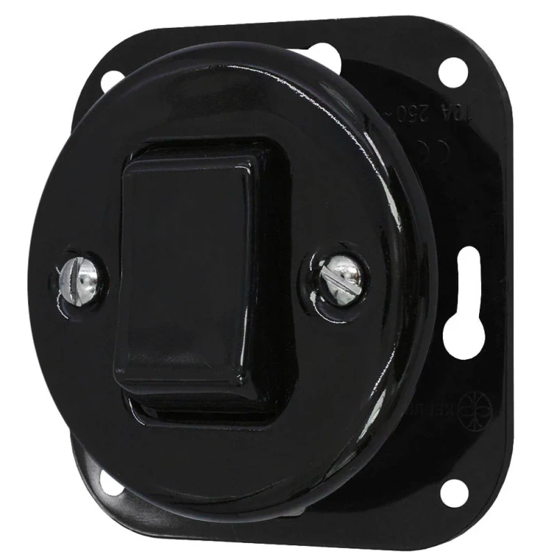 Łącznik krzyżowy 'Retro ceramic' bez ramki,  10A-250V~, czarny TG-RC-140B