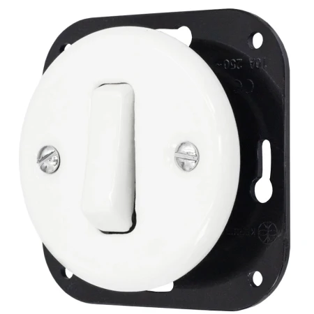 Łącznik pojedynczy 'Retro ceramic' bez ramki, 10A-250V~, biały TG-RC-110W