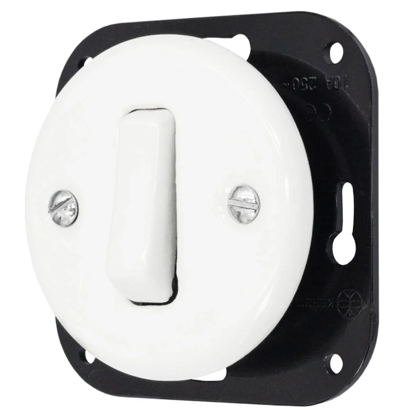 Łącznik pojedynczy 'Retro ceramic' bez ramki, 10A-250V~, biały TG-RC-110W