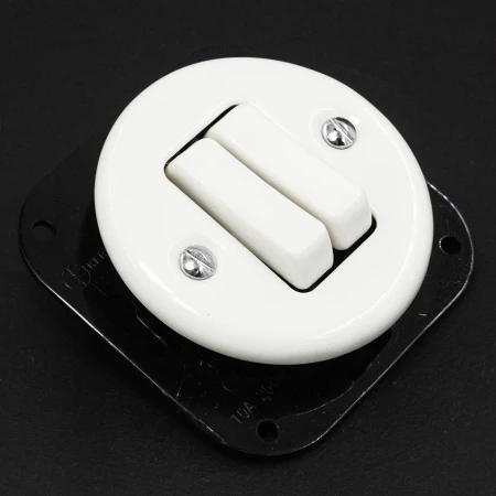 Włącznik podwójny Retro ceramic bez ramki 10A-250V biały TG-RC-210W