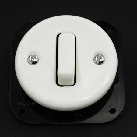 Łącznik dzwonkowy 'Retro ceramic' bez ramki, 10A-250V~, biały TG-RC-111W