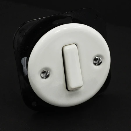 Łącznik dzwonkowy 'Retro ceramic' bez ramki, 10A-250V~, biały TG-RC-111W