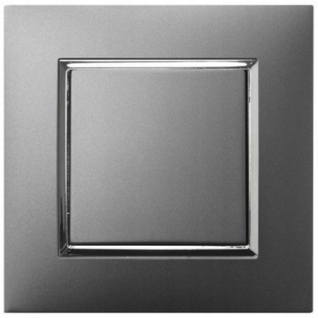 Włącznik Światła Pojedynczy W Ramce Szary Srebro