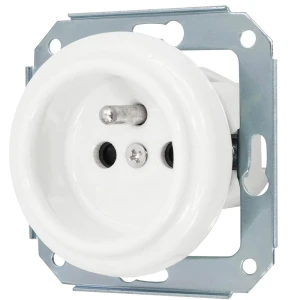 Gniazdo pojedyncze 2P+Z 'Retro ceramic' bez ramki, 16A-250V~, białe TG-RC-51W